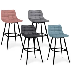 Tabourets de bar en velours multicolore