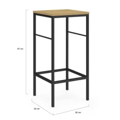 Tabourets de bar industriel métal et bois
