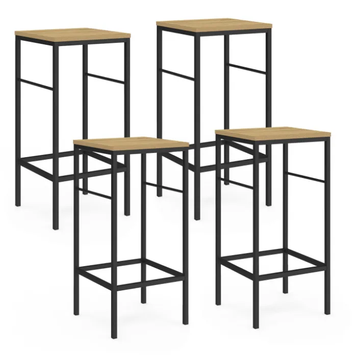 Tabourets de bar industriel métal et bois