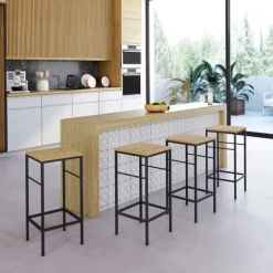 Tabourets de bar industriel métal et bois