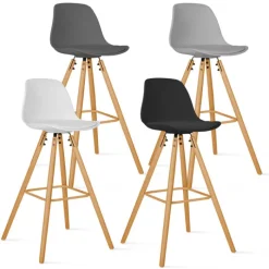 Tabourets de bar mix color gris, blanc et noir : lot de 4