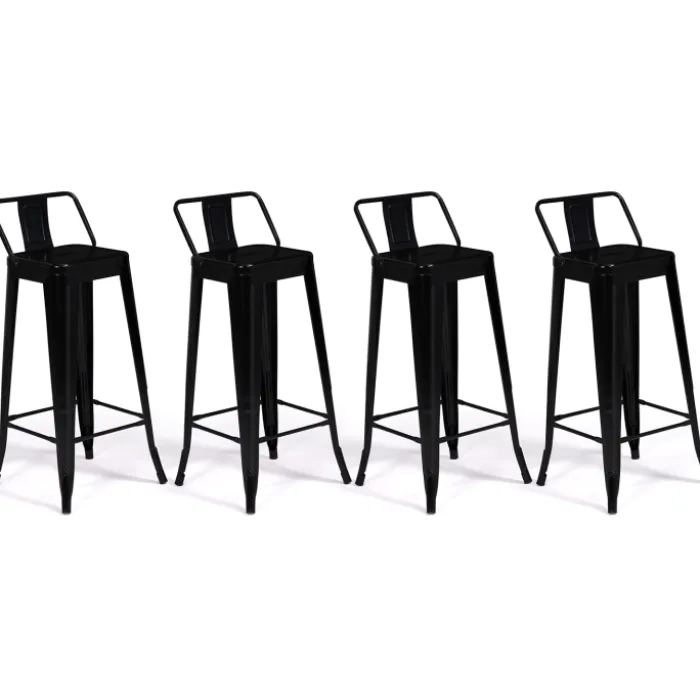 Tabourets de bar métal noir avec dossier