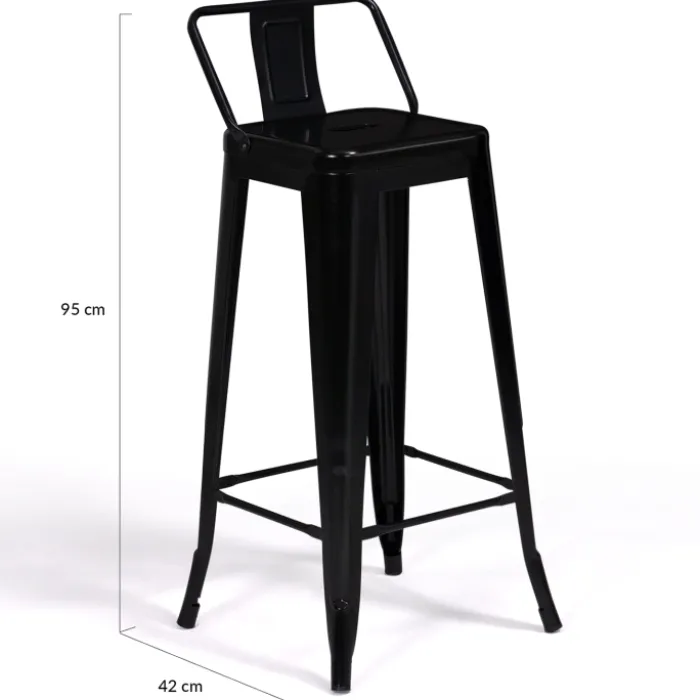 Tabourets de bar métal noir avec dossier