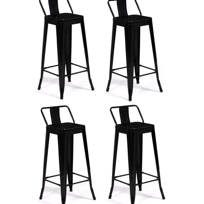 Tabourets de bar métal noir avec dossier