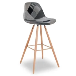 Tabourets de bar scandinaves patchworks noir, gris et blancs