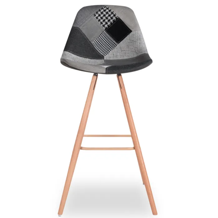 Tabourets de bar scandinaves patchworks noir, gris et blancs