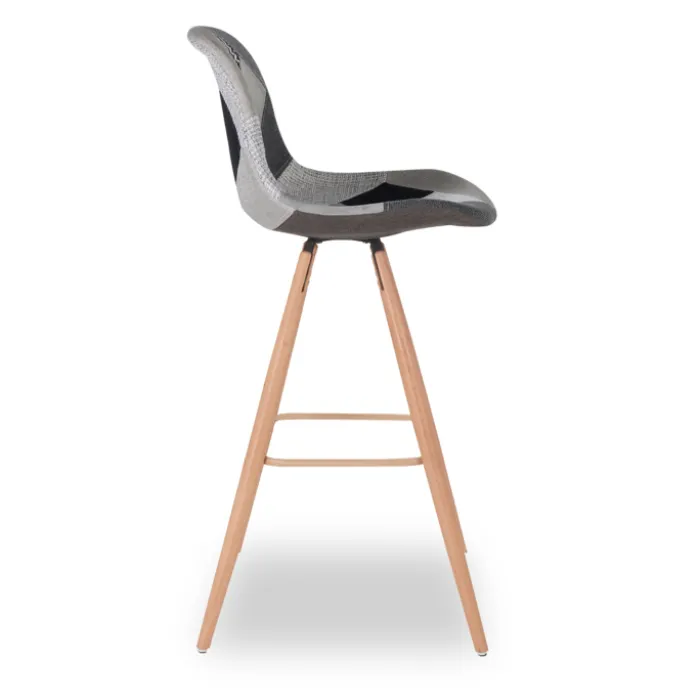Tabourets de bar scandinaves patchworks noir, gris et blancs