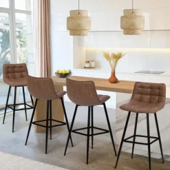 Tabourets de bar vintage marron vieilli