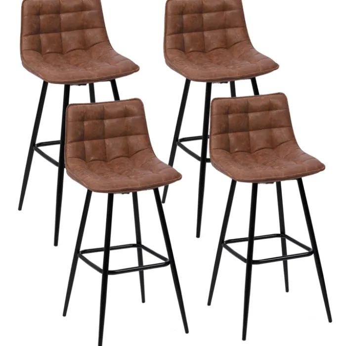 Tabourets de bar vintage marron vieilli
