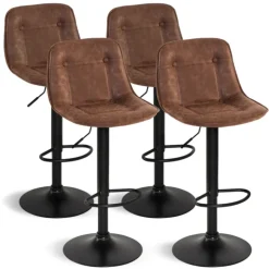 Tabourets réglables en hauteur marron