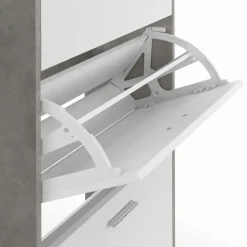 Étagère à chaussures grise 3 portes blanches