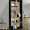 Étagère 161 cm double position bois imitation hêtre et noir