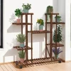 Étagère à pots de fleurs en bois de sapin 8 niveaux et roulettes