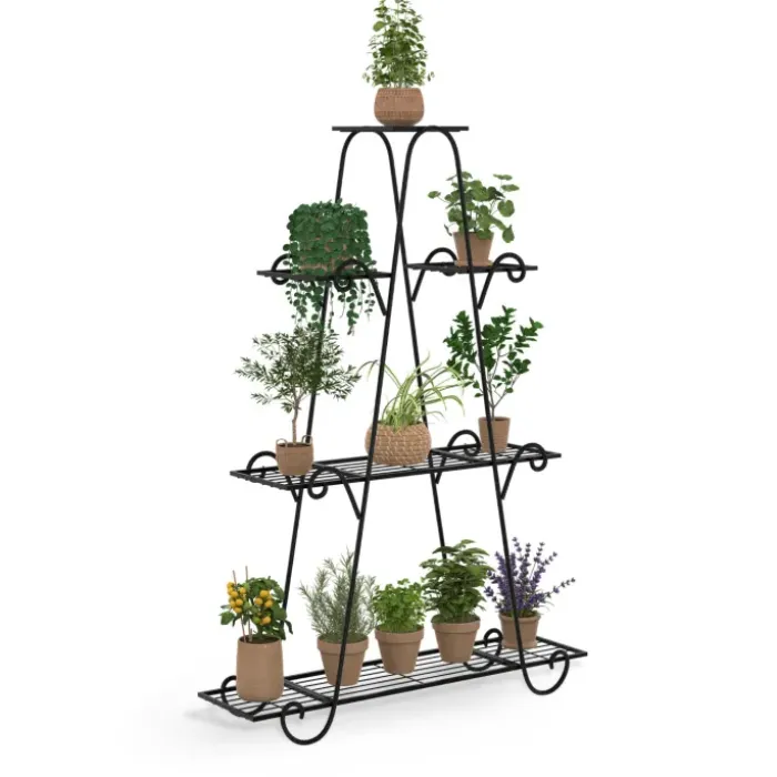 Étagère à pots de fleurs en métal avec 9 niveaux