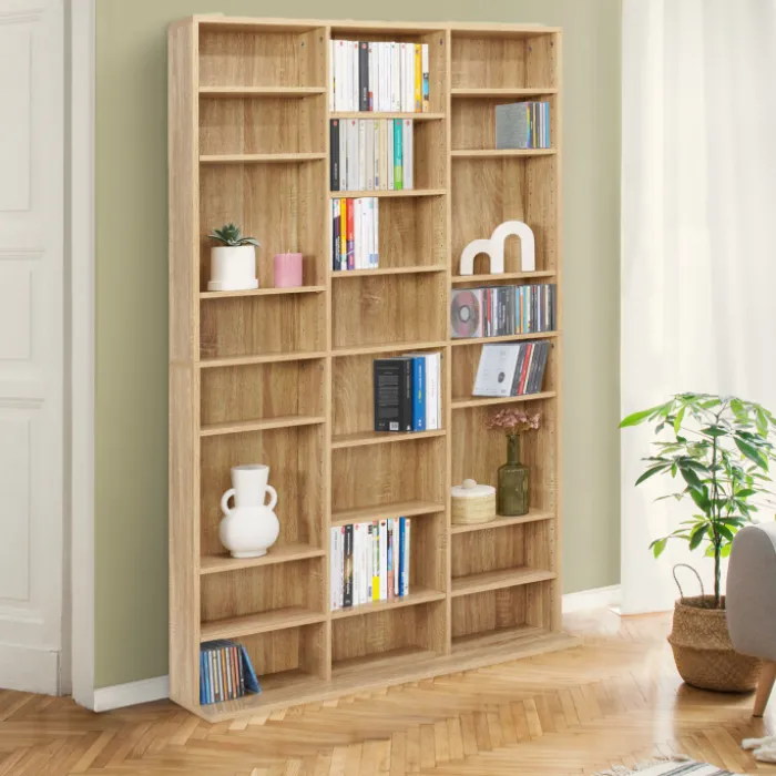 Étagère bibliothèque 30 cases modulables effet bois