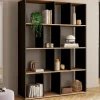 Étagère bibliothèque 4 niveaux noir et effet bois 143 cm