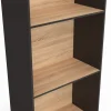 Étagère bibliothèque 5 niveaux noir et effet bois H.190cm