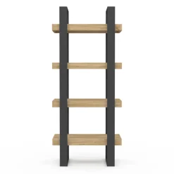 Étagère bibliothèque noire et bois 160 cm
