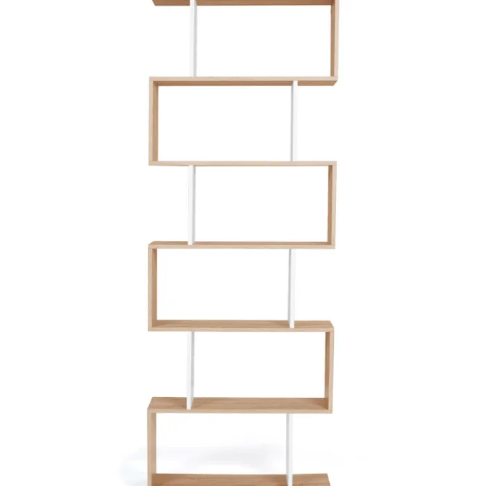 Étagère blanc et bois en S 6 niveaux