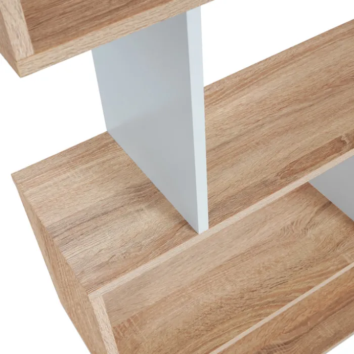 Étagère blanc et bois en S 6 niveaux