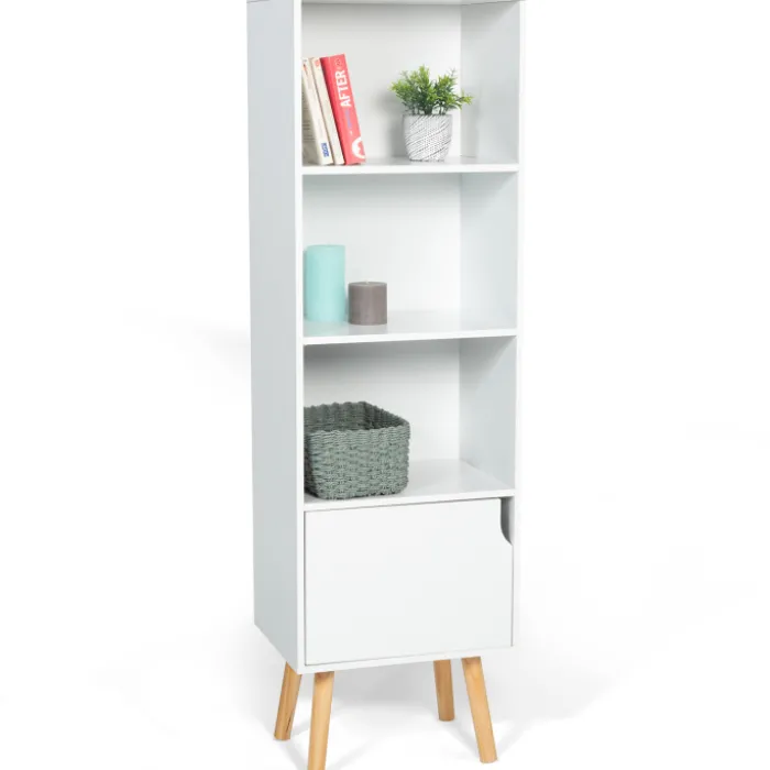 Étagère colonne style scandinave 4 niveaux blanche