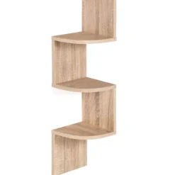 Étagère d’angle murale 5 niveaux façon hêtre