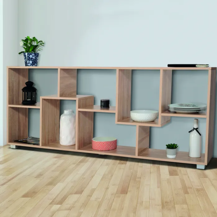 Étagère de salon moderne en bois imitation hêtre
