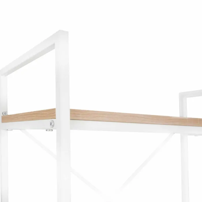 Étagère industrielle bois et métal blanc 5 niveaux