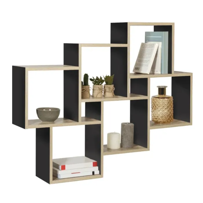 Étagère murale bois et noir double position