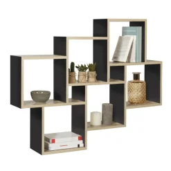 Étagère murale bois et noir double position