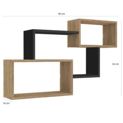 Étagère murale bois façon hêtre et noir double position