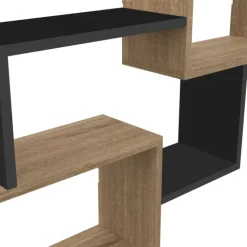 Étagère murale bois façon hêtre et noir double position