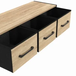 Étagère murale console d'entrée 3 tiroirs design industriel