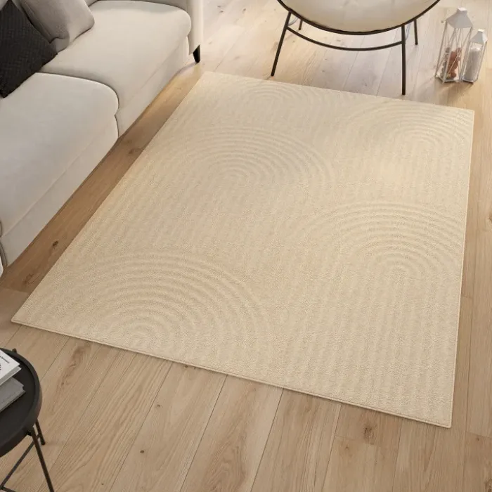 Tapis d'intérieur rectangle à motifs circulaire beige 160 x 220 cm