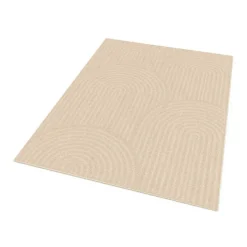 Tapis d'intérieur rectangle à motifs circulaire beige 160 x 220 cm