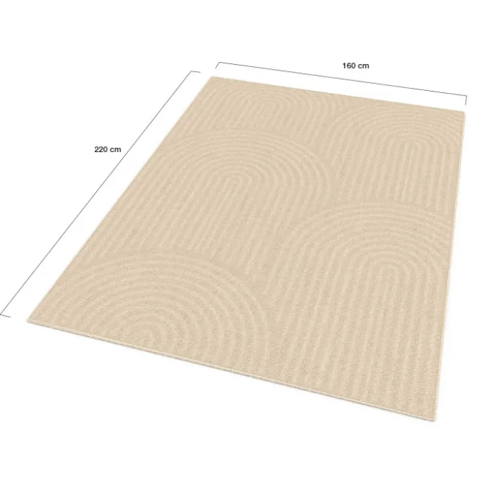 Tapis d'intérieur rectangle à motifs circulaire beige 160 x 220 cm