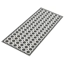 Tapis en vinyle effet mosaïque noir et blanc 66 x 160 cm