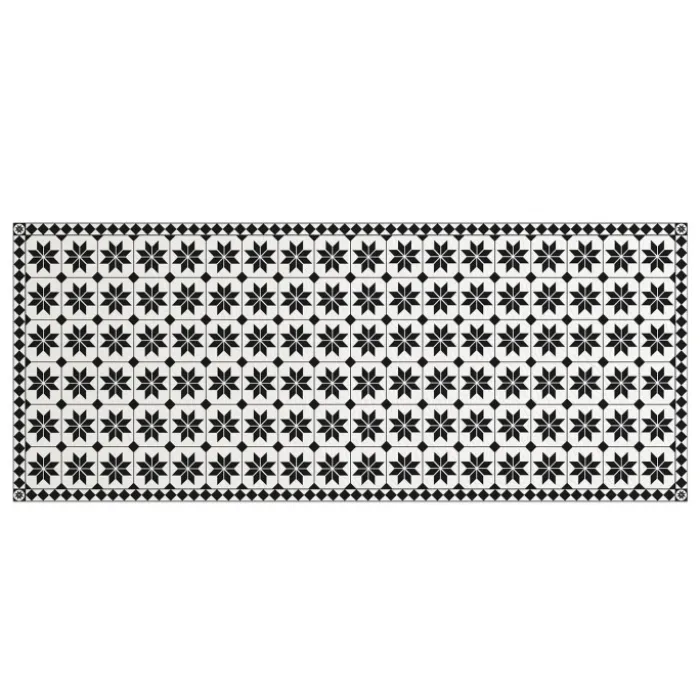 Tapis en vinyle effet mosaïque noir et blanc 66 x 160 cm
