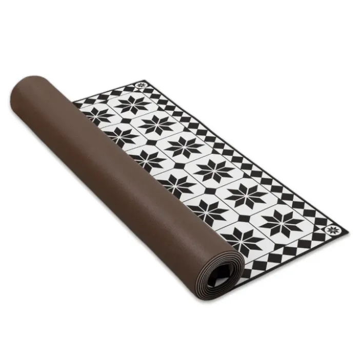 Tapis en vinyle effet mosaïque noir et blanc 66 x 160 cm
