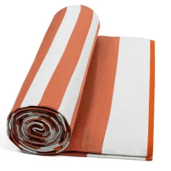 Tapis extérieur à rayures terracotta 270x370cm