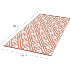 Tapis extérieur terracotta et blanc motifs géométriques 180 x 280 cm
