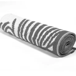 Tapis extérieur terrasse motifs tropicaux gris et blancs 180 x 280 cm