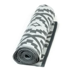 Tapis extérieur terrasse motifs géométriques gris et blanc 120 x 180 cm