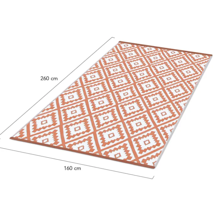 Tapis extérieur terrasse motifs géométriques terracotta et blanc 160 x 260 cm