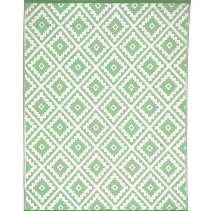 Tapis extérieur vert sauge et blanc motifs géométriques 180 x 280 cm
