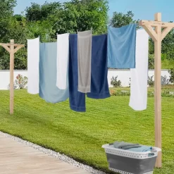 Étendoir à linge extérieur en bois avec 12 m d’étendage