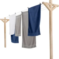 Étendoir à linge extérieur en bois avec 12 m d’étendage