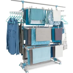 Étendoir à linge pliable avec barre télescopique