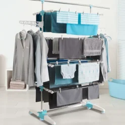 Étendoir à linge pliable avec barre télescopique