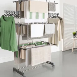 Étendoir pliable avec grande capacité et 30 accessoires H.145 cm